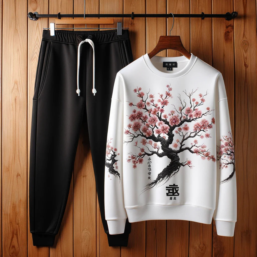 Mens Sweatshirt and Pants Set by Tee Tall - MSPSTT53 - White Black