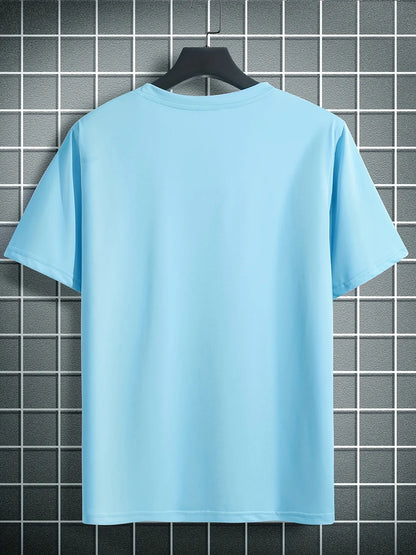 Mens Cotton Sticker Printed T-Shirt TTMPS98 - Light Blue