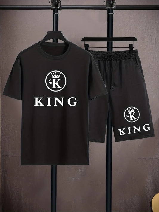 Mens Summer Shorts + T-Shirt Set - TTMSS161 - Black Black