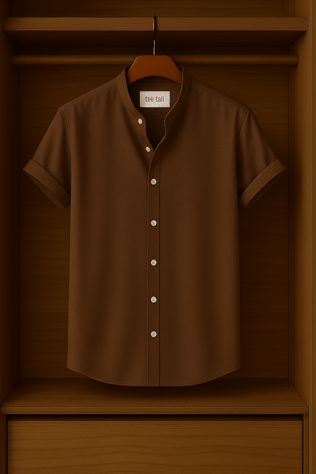 Mens Button Up Half Sleeve Shirt TTMBUS2 - Brown