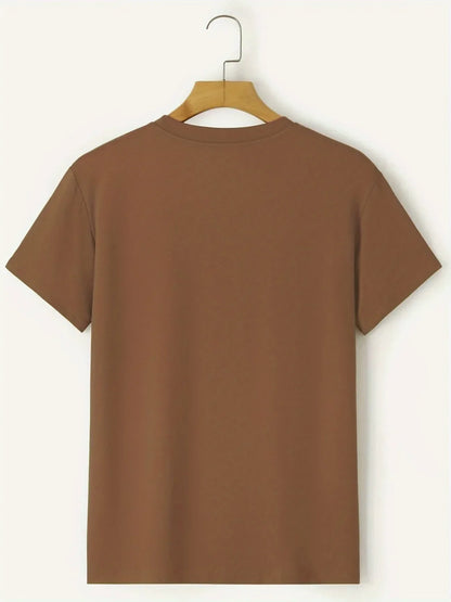 Mens Cotton Sticker Printed T-Shirt TTMPS101 - Brown