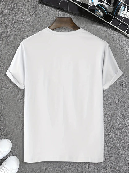 Mens Cotton Sticker Printed T-Shirt TTMPS84 - White