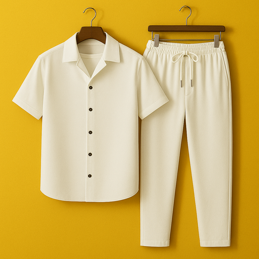 Mens Viscose Pants + Shirt Set - TTVMS29 - White