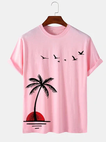 Mens Premium Cotton Printed T-Shirt - GRMPR35 - Pink