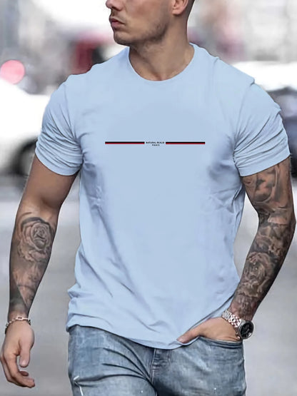 Mens Cotton Sticker Printed T-Shirt TTMPS96 - Light Blue