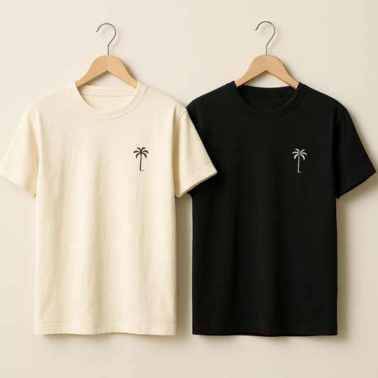 Bundle of 2 Printed T-Shirts - PBUN2TS10 - Black Cream