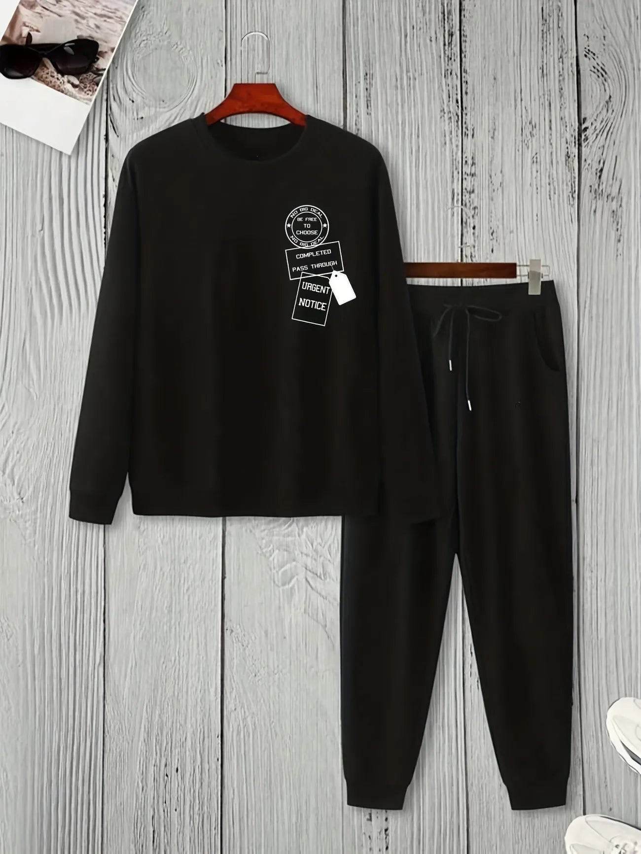 Mens Sweatshirt and Pants Set by Tee Tall - MSPSTT24 - Black Black