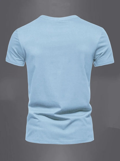 Mens Cotton Sticker Printed T-Shirt TTMPS81 - Light Blue