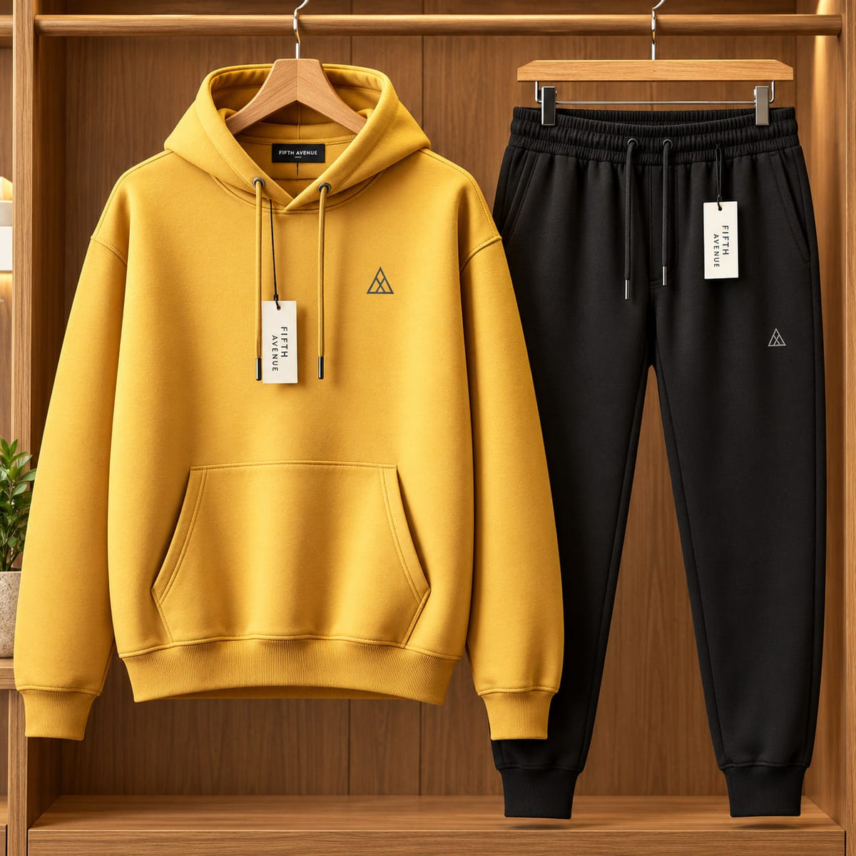 Fifth Avenue Printed Hoodie and Pants Set FAMHOOPRPS1 - Yellow Black
