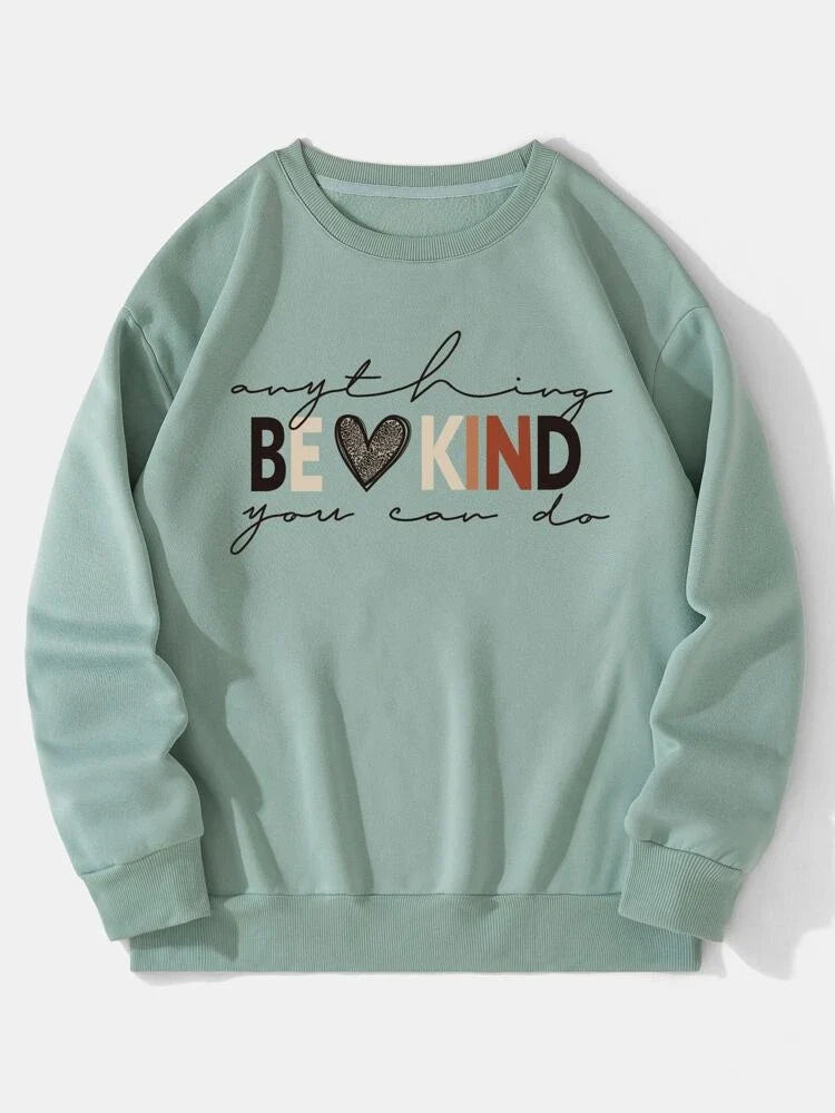 Groove Round Neck Printed Fleece Sweatshirt GRWPR2 - Mint Green