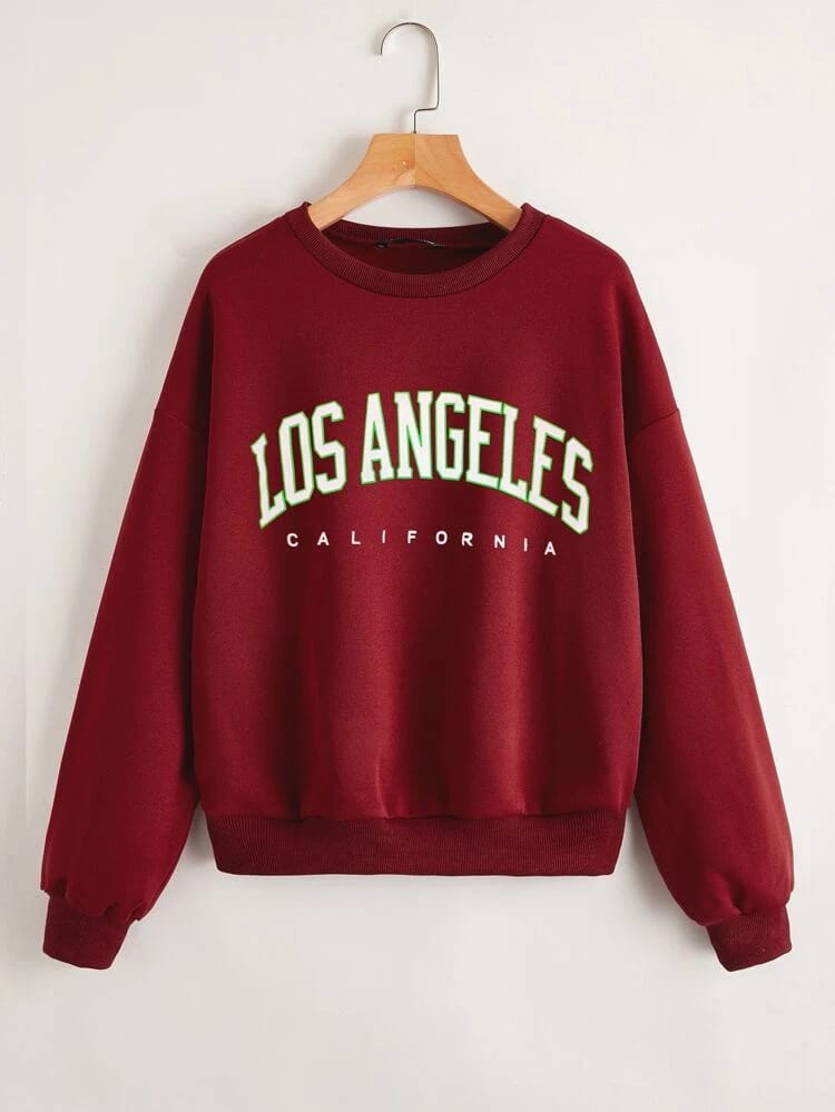 Groove Round Neck Printed Fleece Sweatshirt APRIN25 - Maroon