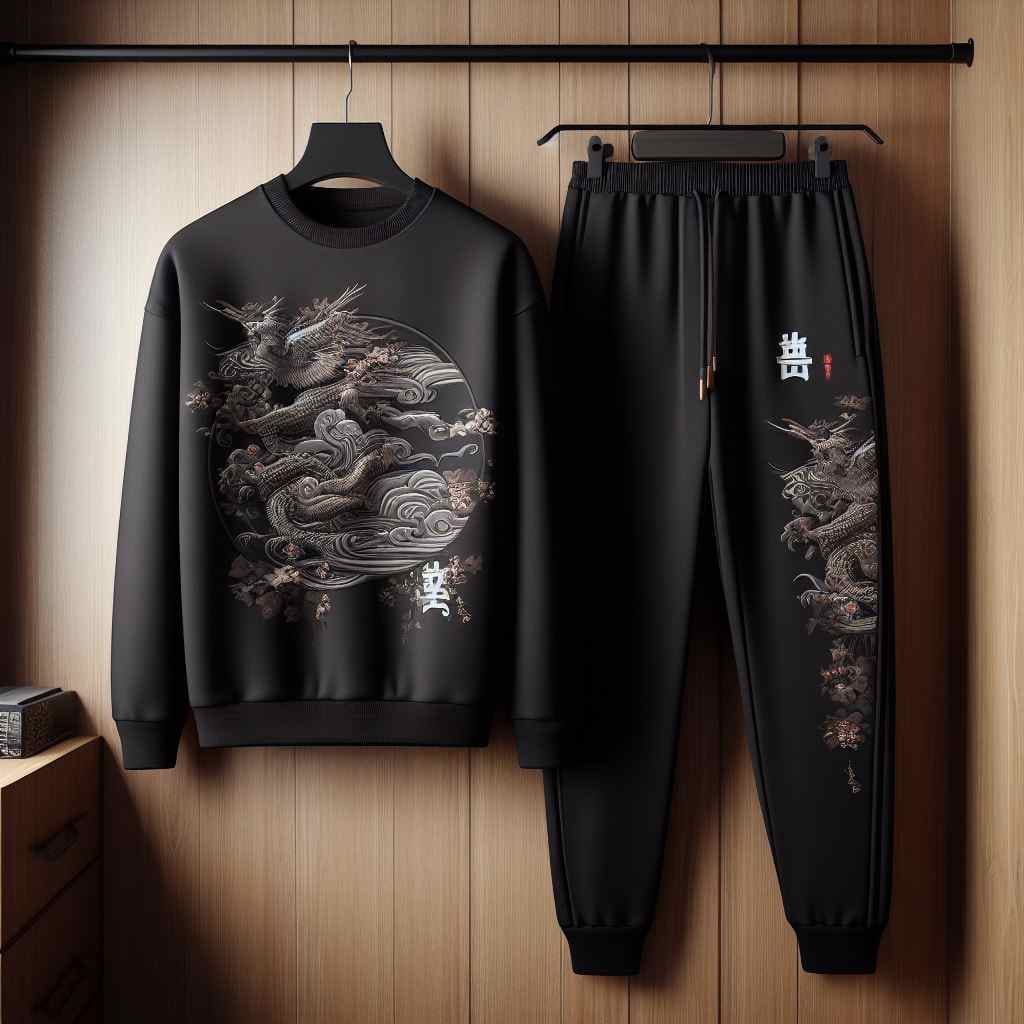 Mens Sweatshirt and Pants Set by Tee Tall - MSPSTT57 - Black Black