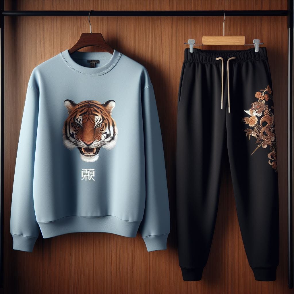 Mens Sweatshirt and Pants Set by Tee Tall - MSPSTT70 - Light Blue Black