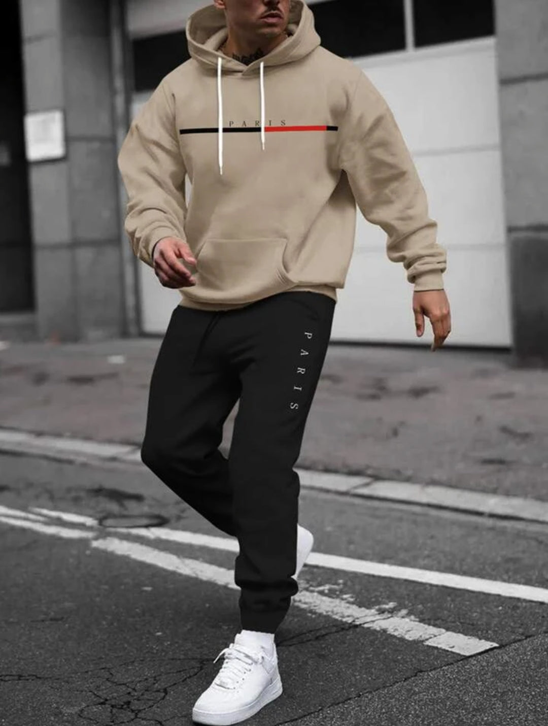 Mens Hoodie and Pants Set by Tee Tall - MHPSTT25 - Cream Black