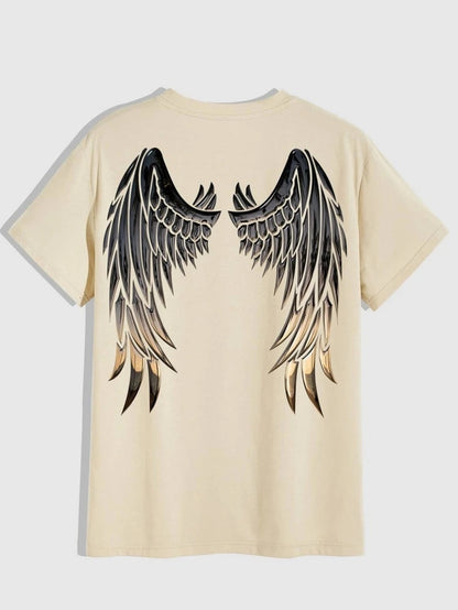 Fifth Avenue Front Back Wing Printed MIFT193 T-Shirt - Cream