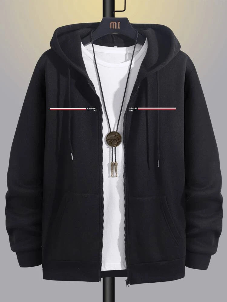 Fifth Avenue Printed Zip Hoodie MIFT325 - Black