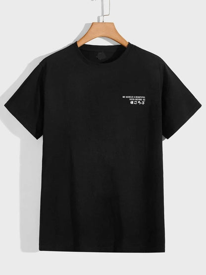 Fifth Avenue Front Back Text Plant Printed MIFT401 T-Shirt - Black