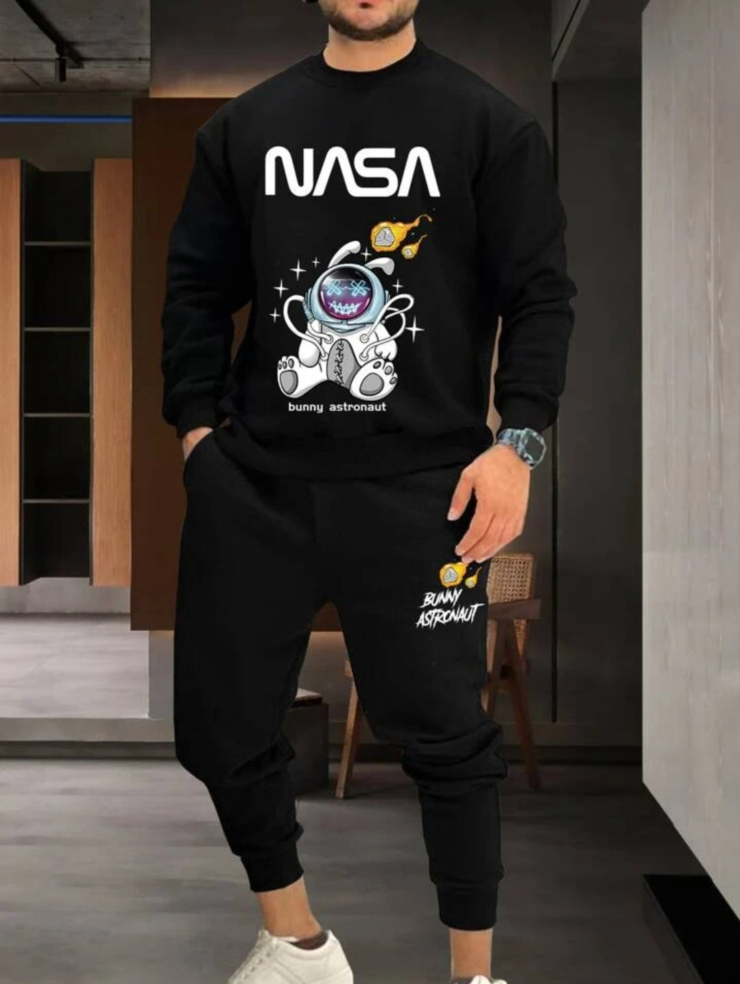 Mens Sweatshirt and Pants Set by Tee Tall - MSPSTT16 - Black Black