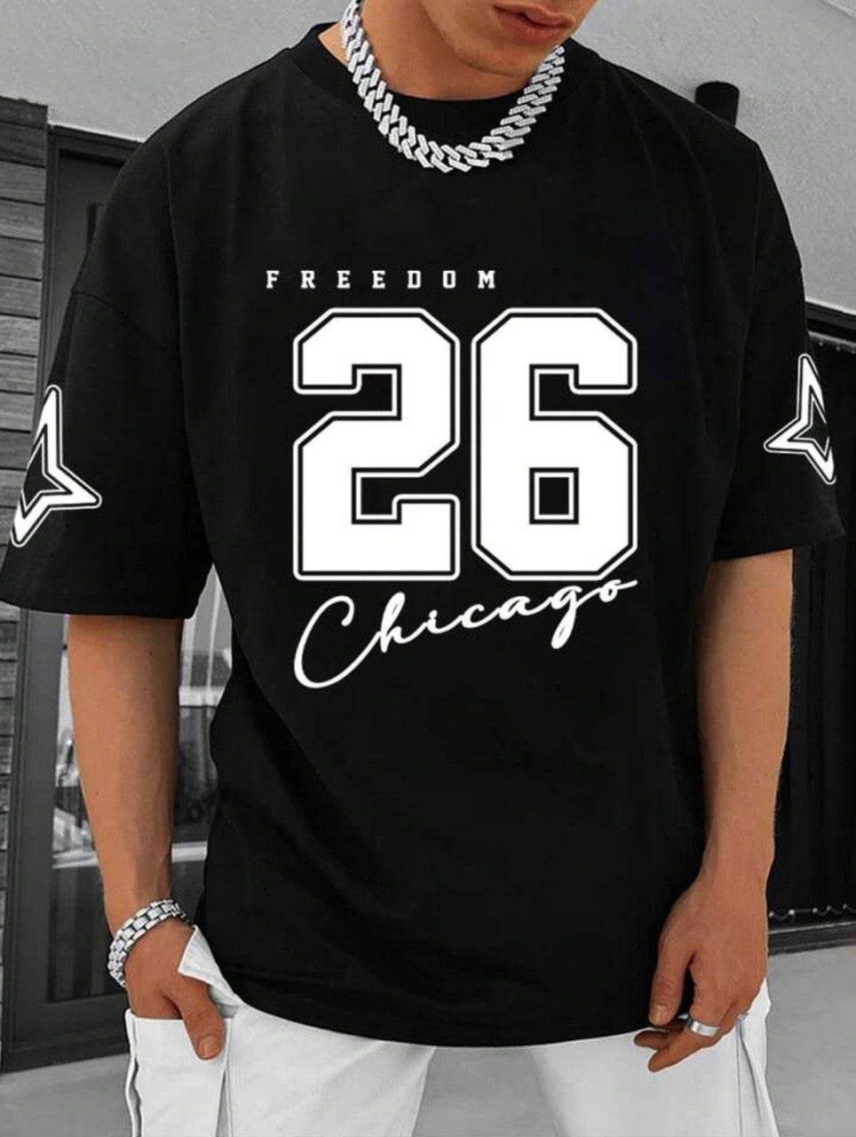 Nine Zero Stickers Printed NZMT7 T-Shirt - Black