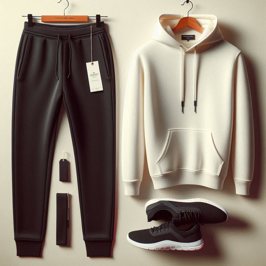 Mens Plain Hoodie and Pants Set by Tee Tall - MPHPSET1 - Cream Black