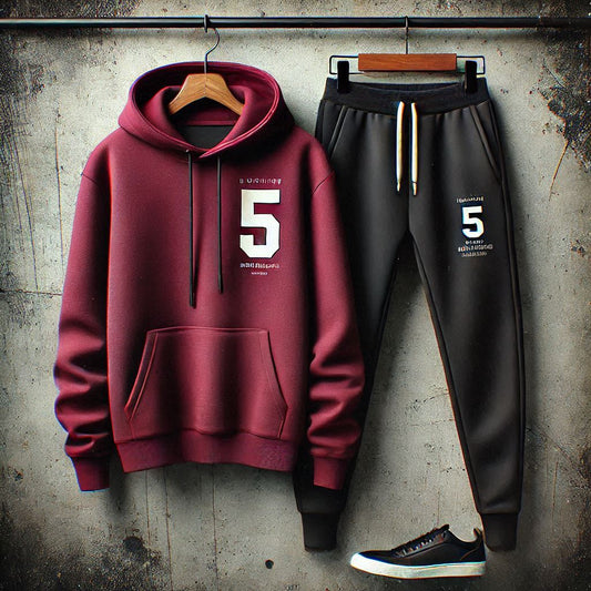 Mens Hoodie and Pants Set by Tee Tall - MHPSTT113 - Maroon Black