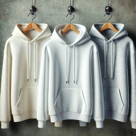 Mens 3 Plain Kangaroo Hoodie Bundle TTP3KH5 - Cream White Grey