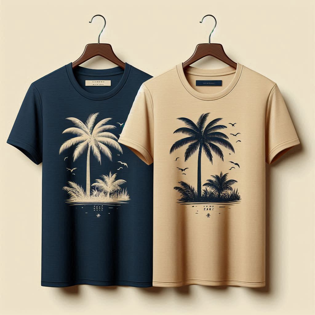 Bundle of 2 Printed T-Shirts - PBUN2TS4 - Navy Blue Cream