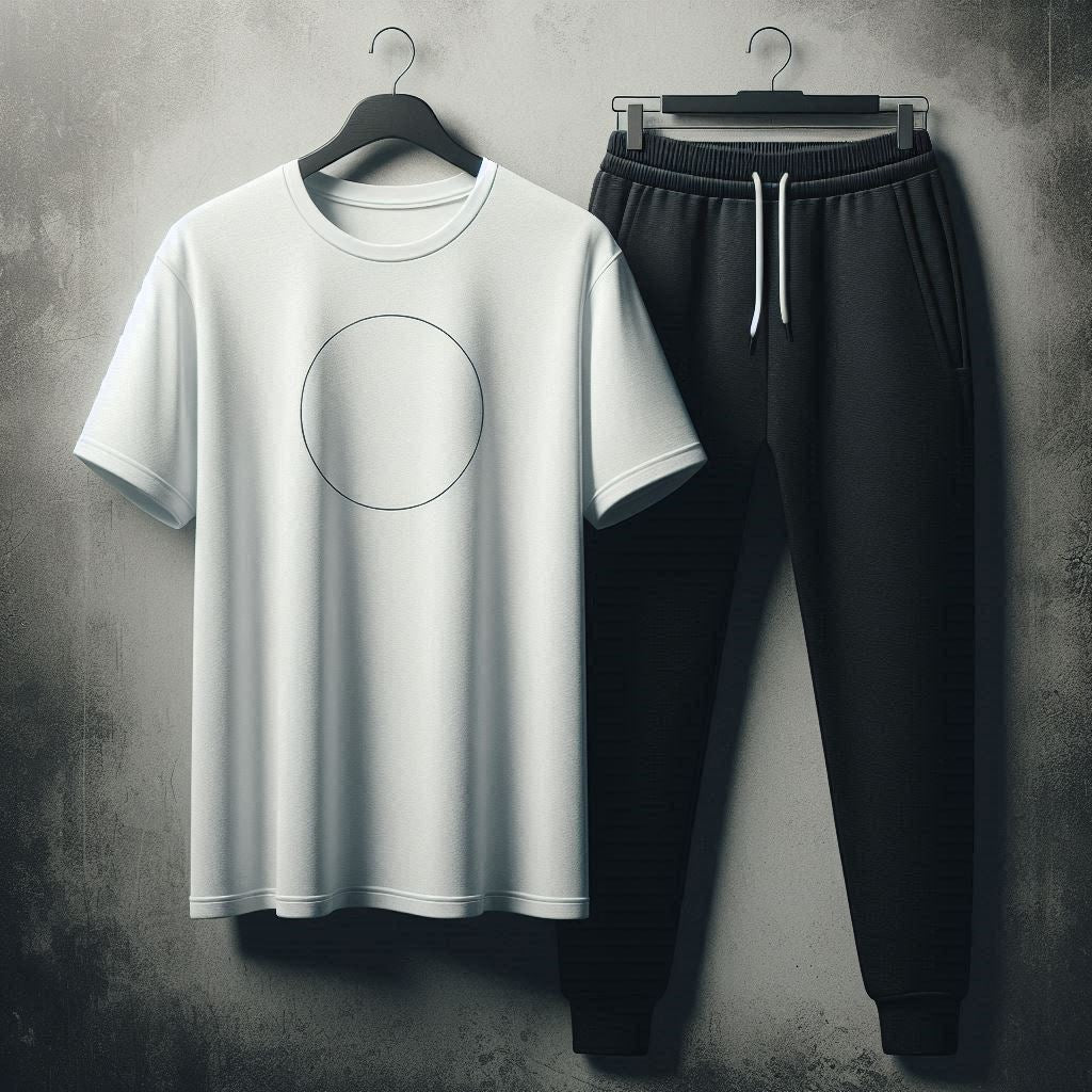 Mens Pants + T-Shirt Printed Set by Tee Tall - TTMPTZS41 - White Black