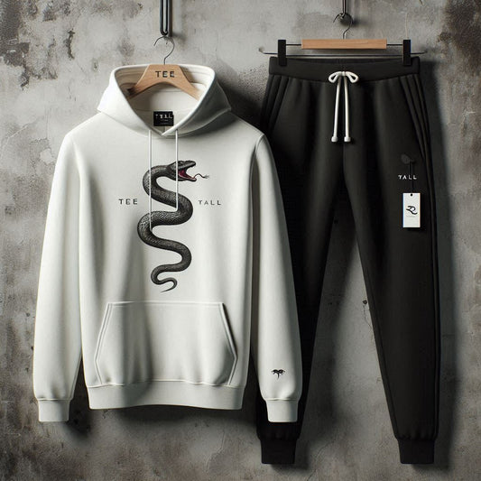 Mens Hoodie and Pants Set by Tee Tall - MHPSTT66 - White Black