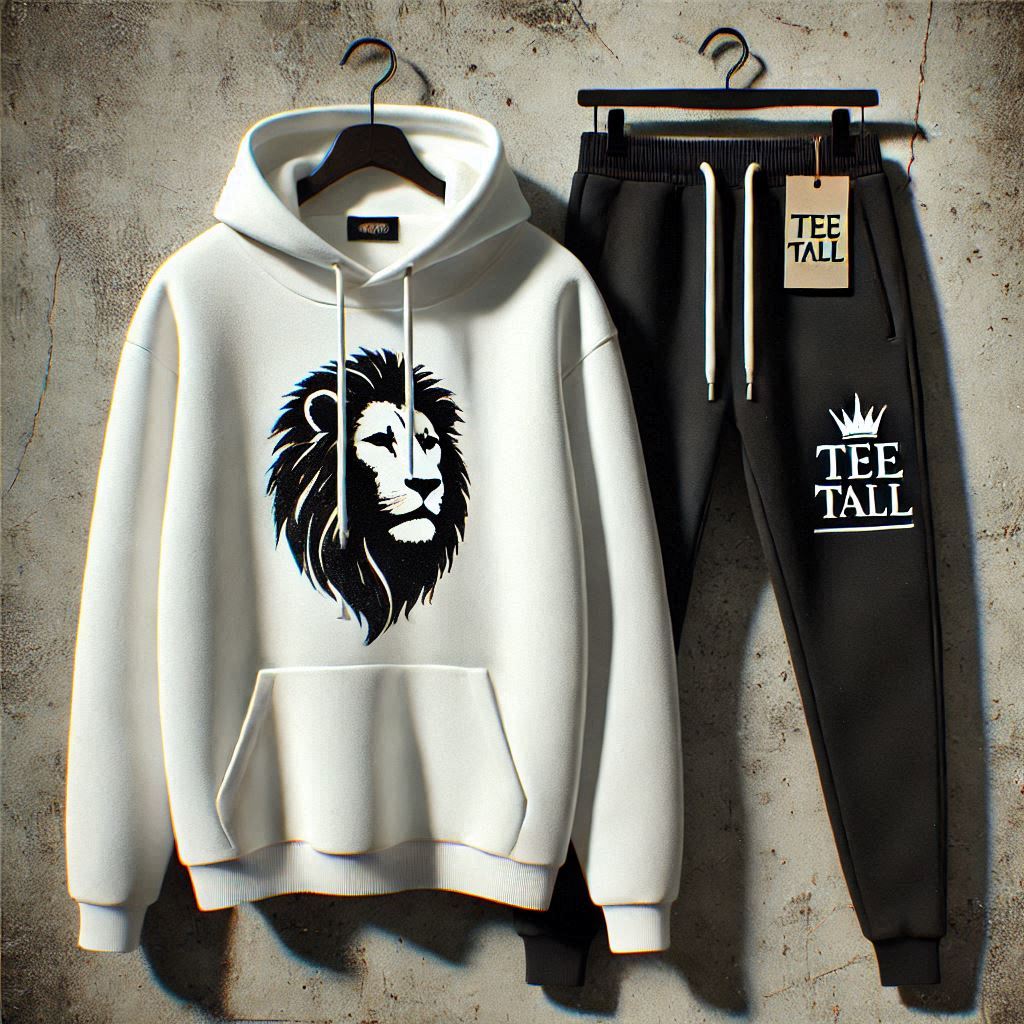 Mens Hoodie and Pants Set by Tee Tall - MHPSTT83 - White Black