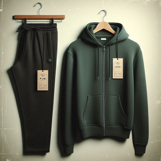 Mens Plain Zip Hoodie and Pants Set by Tee Tall - MPZIPHPSET1 - Green Black