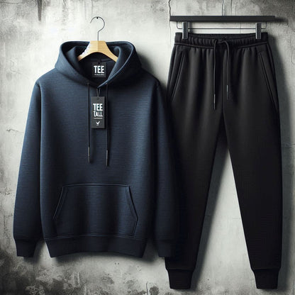 Mens Plain Hoodie and Pants Set by Tee Tall - MPHPSET1 - Navy Blue Black