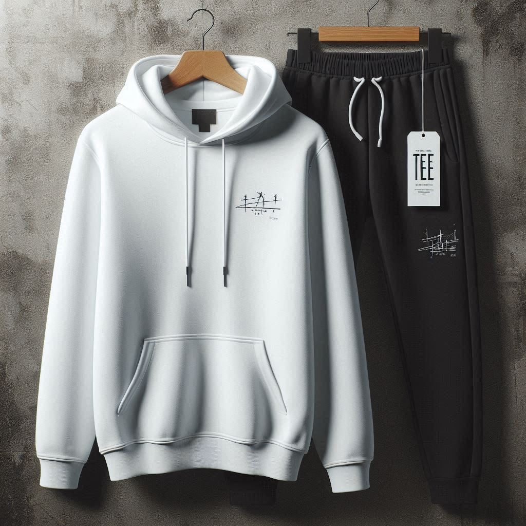 Mens Hoodie and Pants Set by Tee Tall - MHPSTT84 - White Black