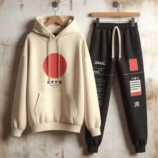 Mens Hoodie and Pants Set by Tee Tall - MHPSTT115 - Cream Black