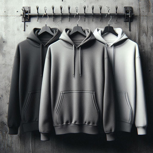 Mens 3 Plain Kangaroo Hoodie Bundle TTP3KH1 - Black White Grey