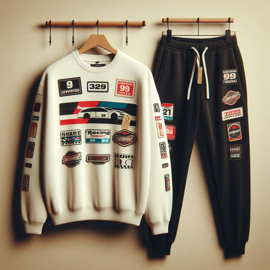 Mens Sweatshirt and Pants Set by Tee Tall - MSPSTT154 - White Black