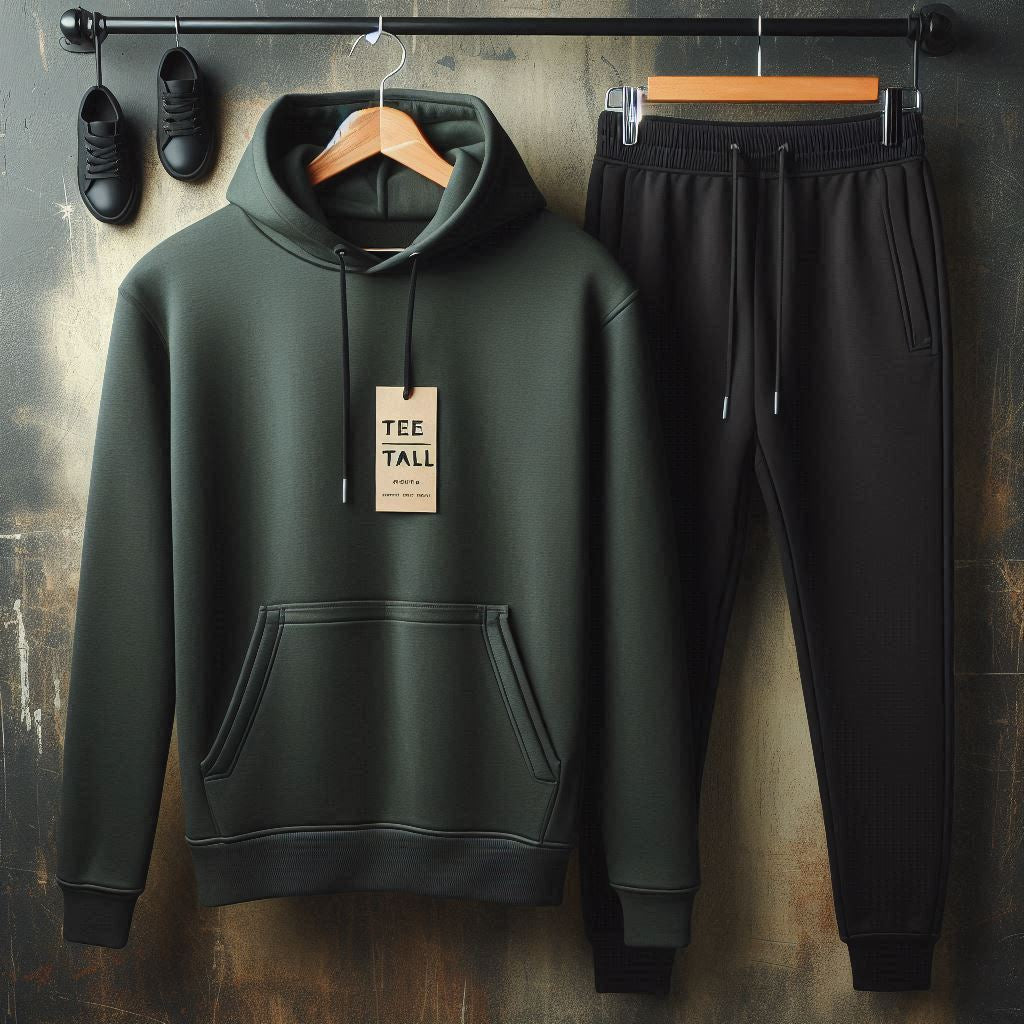 Mens Plain Hoodie and Pants Set by Tee Tall - MPHPSET1 - Green Black