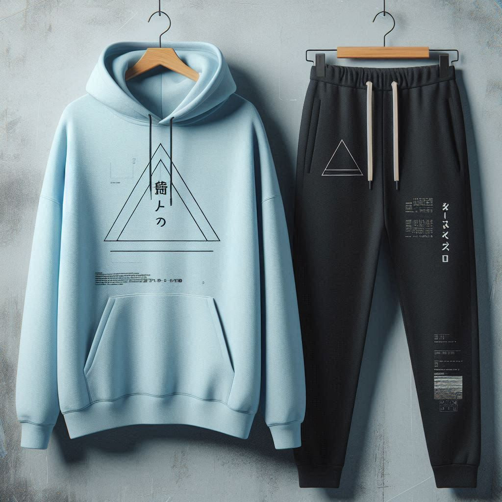 Mens Hoodie and Pants Set by Tee Tall - MHPSTT89 - Light Blue Black