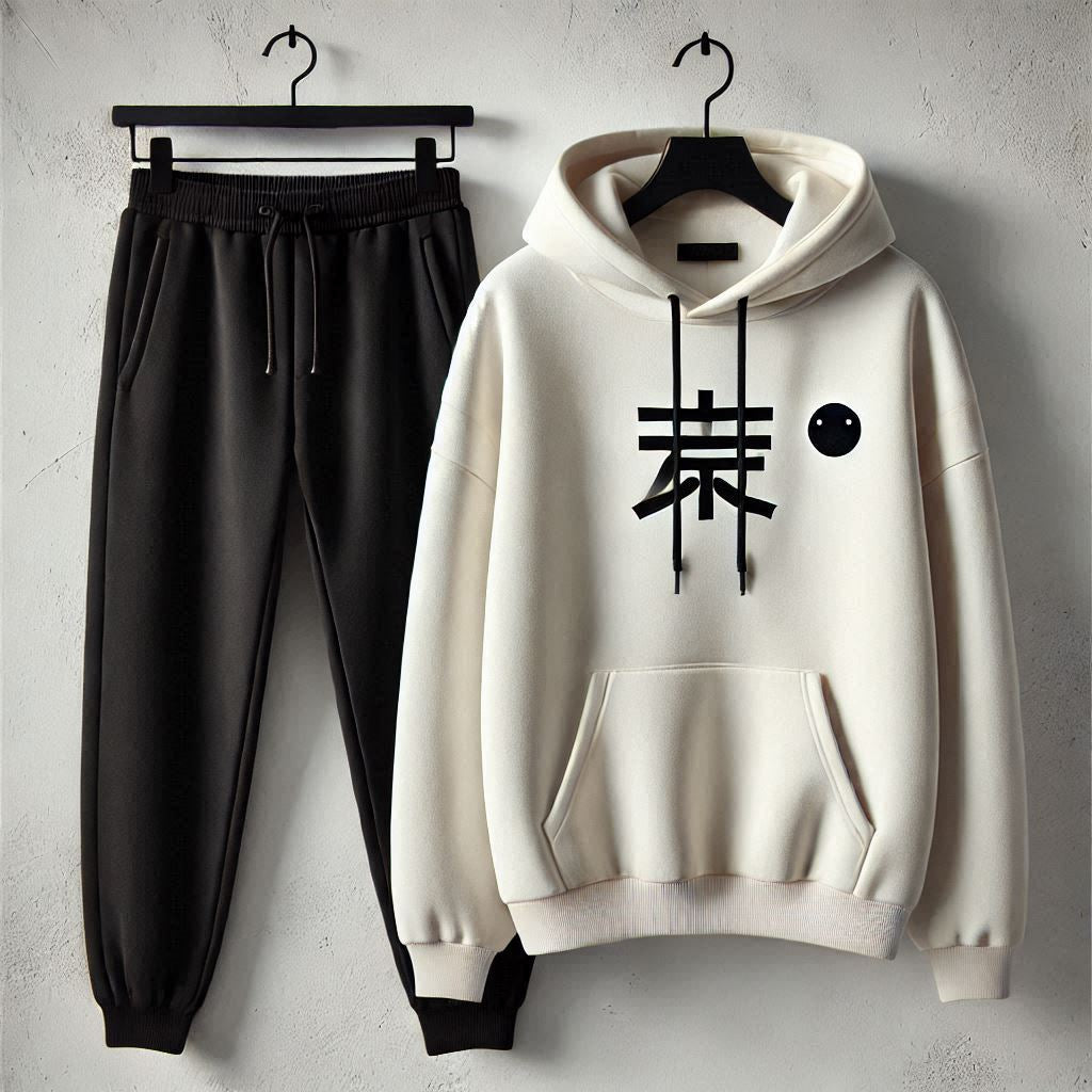 Mens Hoodie and Pants Set by Tee Tall - MHPSTT102 - Cream Black