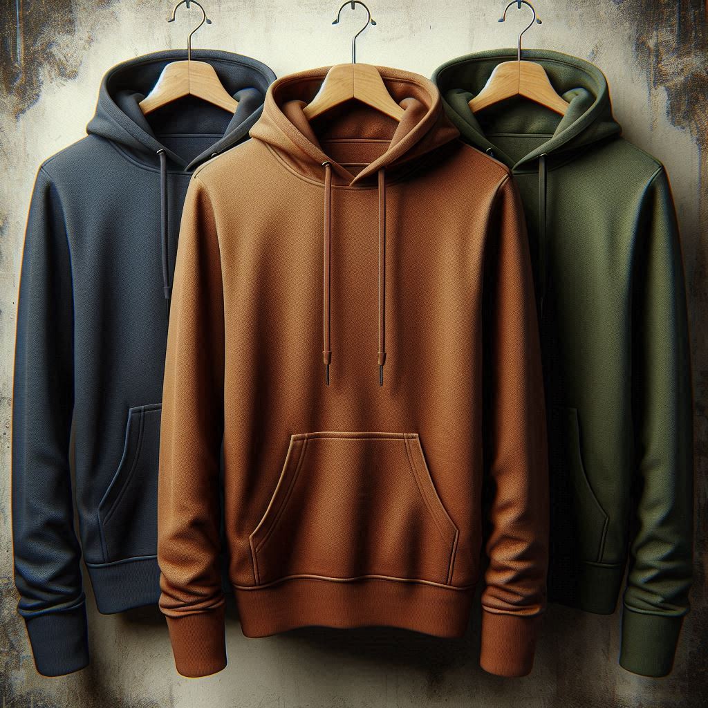 Mens 3 Plain Kangaroo Hoodie Bundle TTP3KH4 - Green Navy Blue Brown