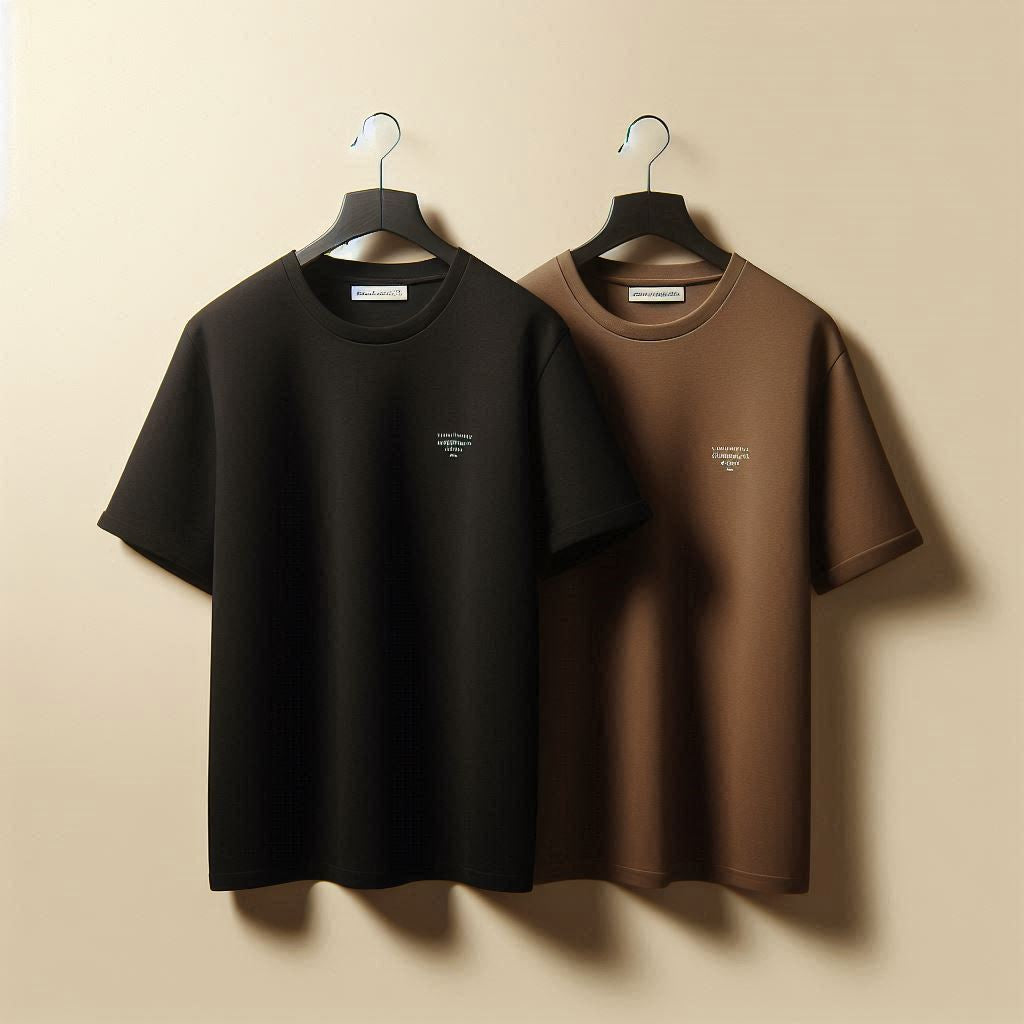Mens 2 Plain Round Neck Printed T-Shirt Bundle M2PRTBU20