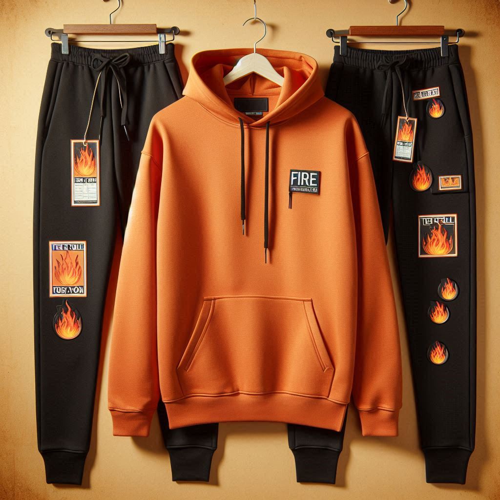 Mens Hoodie and Pants Set by Tee Tall - MHPSTT54 - Orange Black