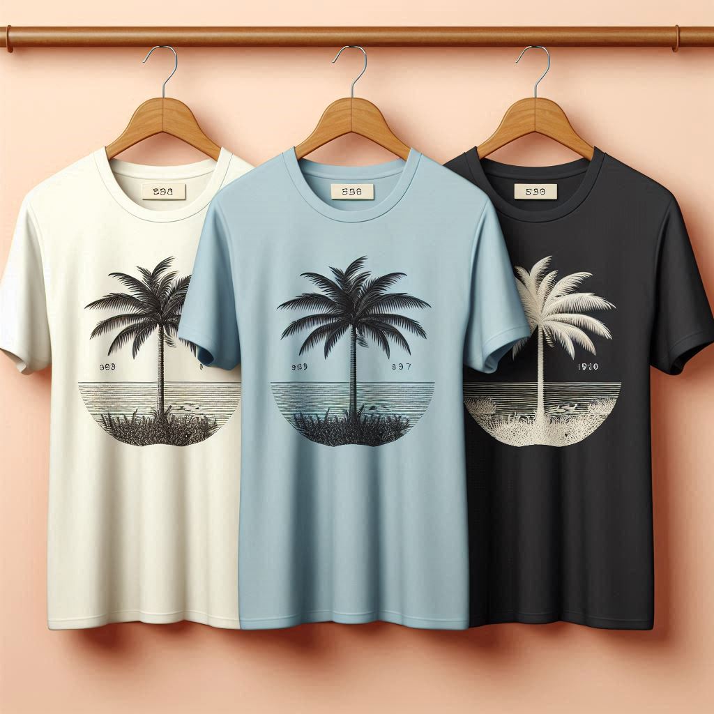 Bundle of 3 Printed T-Shirts - PBUN3TS1 - Navy Blue White Light Blue