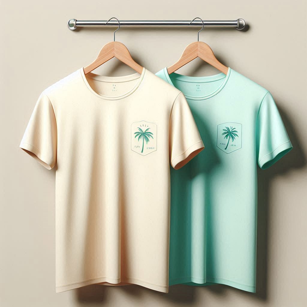 Bundle of 2 Printed T-Shirts - PBUN2TS13 - Mint Green Cream