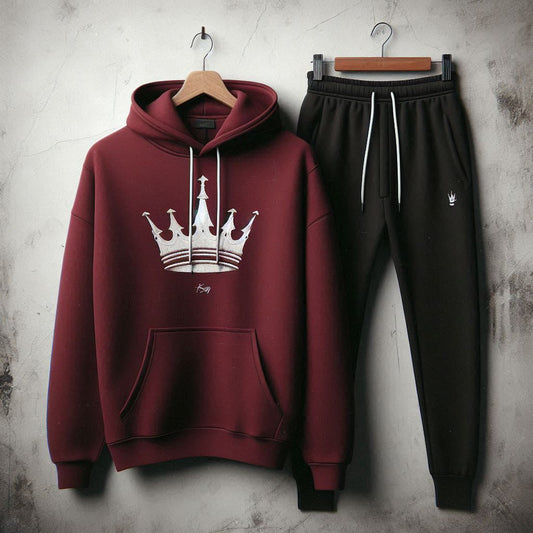 Mens Hoodie and Pants Set by Tee Tall - MHPSTT110 - Maroon Black