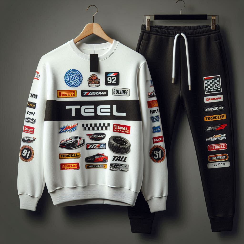 Mens Sweatshirt and Pants Set by Tee Tall - MSPSTT153 - White Black