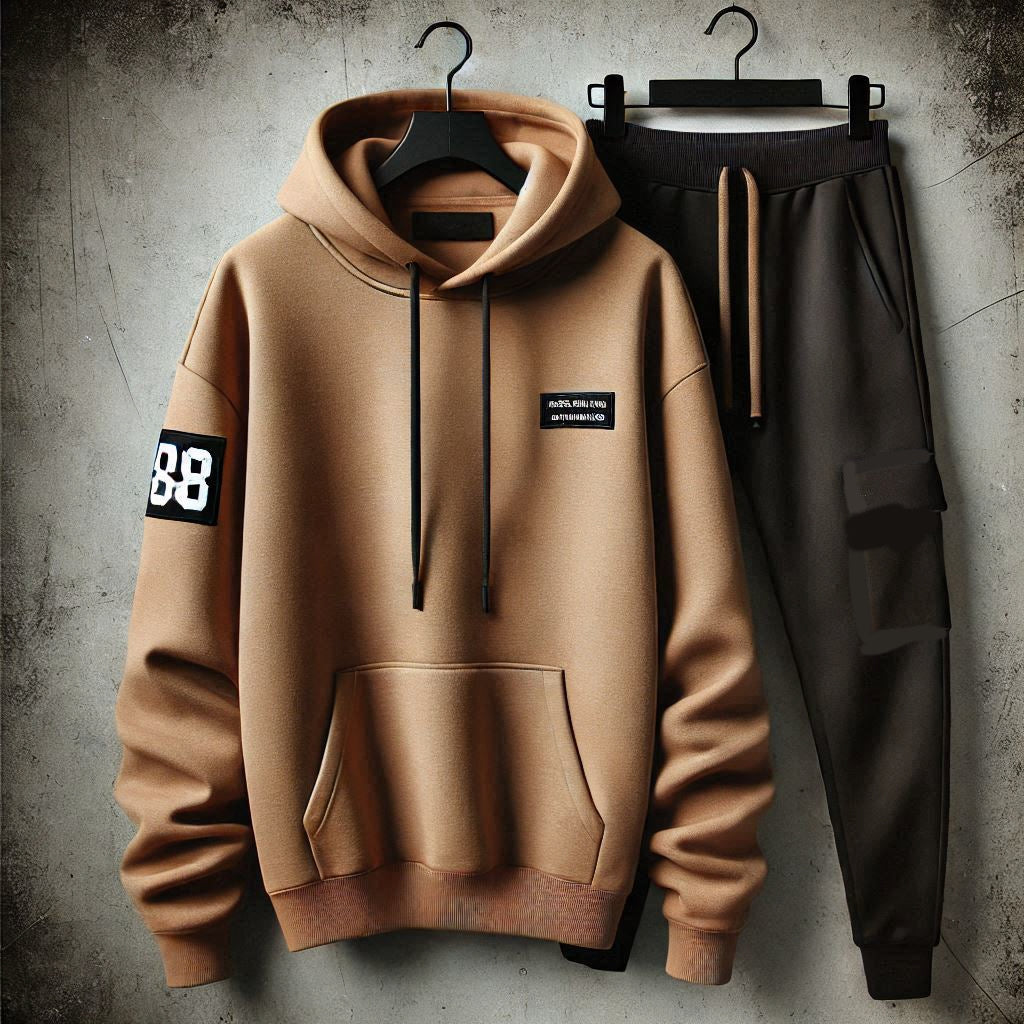 Mens Hoodie and Pants Set by Tee Tall - MHPSTT126 - Brown Black