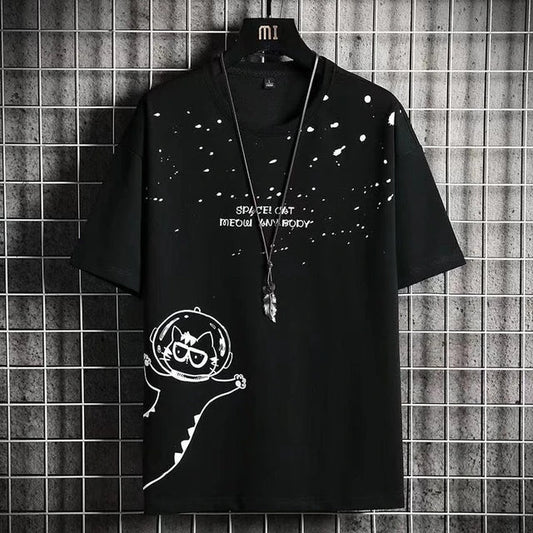 Mens Cotton Sticker Printed T-Shirt TTMPS25 - Black