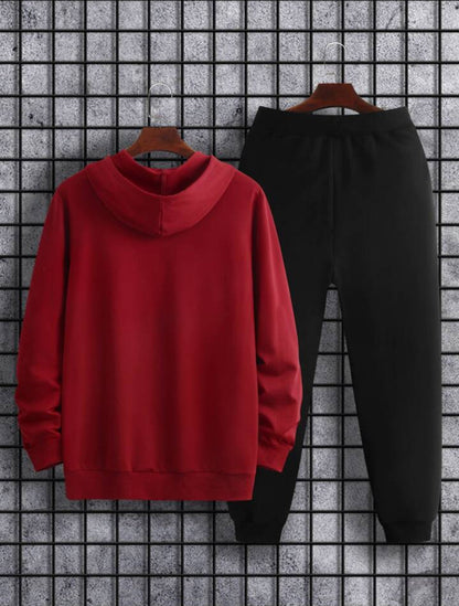 Mens Hoodie and Pants Set by Tee Tall - MHPSTT24 - Maroon Black