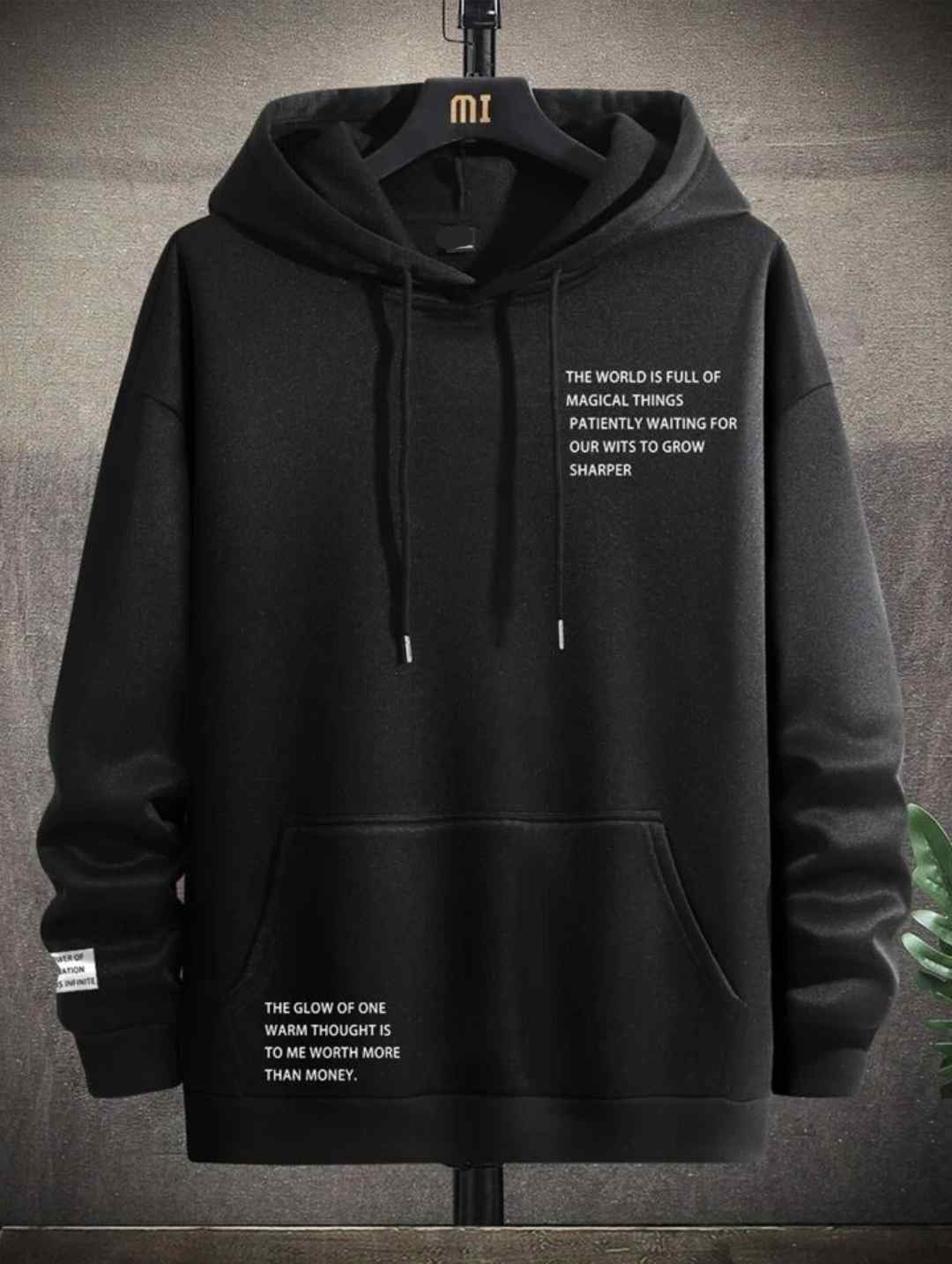 Mens Printed Kangaroo Hoodie GRMPRKH2 - Black